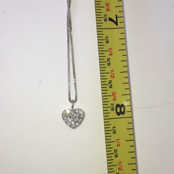 14K White Gold XS Pave Diamond Heart Necklace - Picture 5 of 14